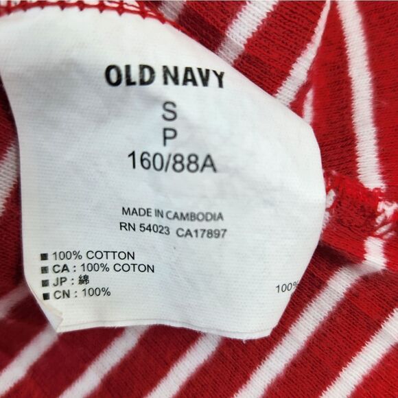 💜Old Navy Red & White Striped Boatneck Elbow Sleeve Top Small - Picture 7 of 8
